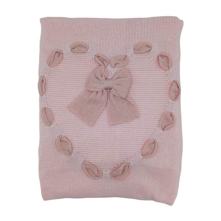 Coperta da Neonata - Cuore - Bianco/Rosa Antico